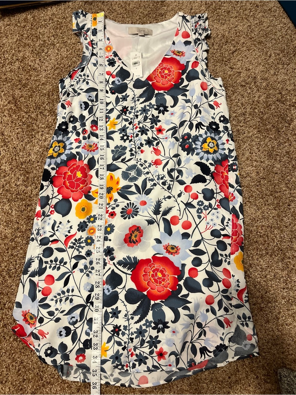LOFT floral summer butterfly sleeveless Dress Boho Garden Party Size small NWT - Picture 8 of 8
